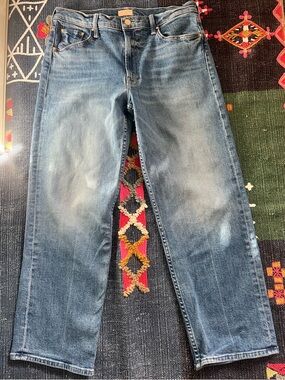 Mother The Newbie Ankle Jeans 31 Straight Leg High Rise Medium Wash